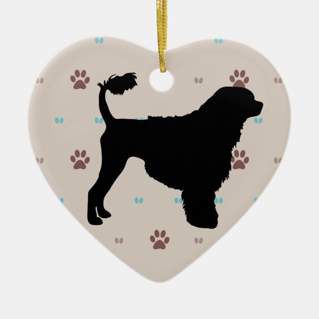 Portuguese Water Dog Ceramic Tree Decoration (Front)
