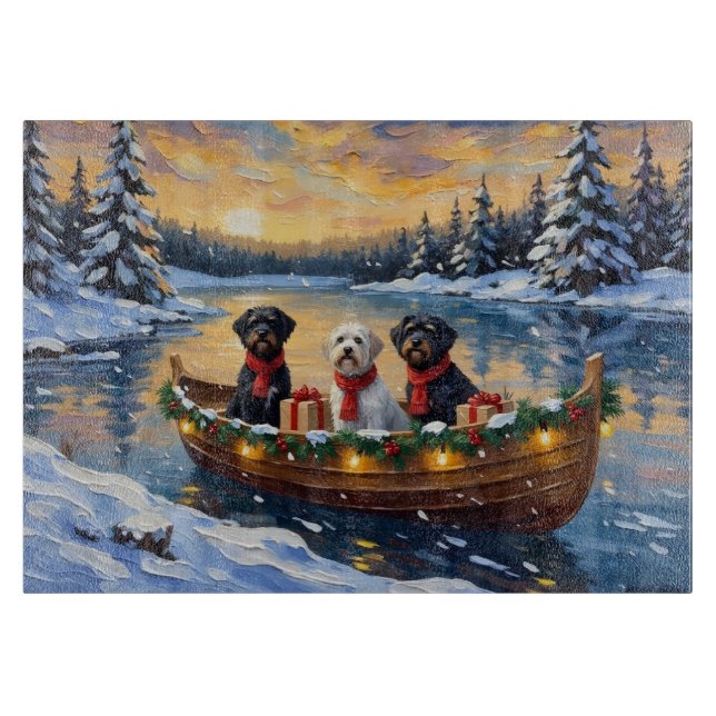 Portuguese Water Dog Christmas Boat Holiday Cutting Board (Front)
