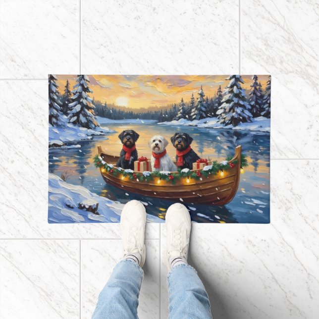 Portuguese Water Dog Christmas Boat Holiday Doormat (Indoor)