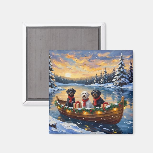 Portuguese Water Dog Christmas Boat Holiday Magnet (Front/Back)