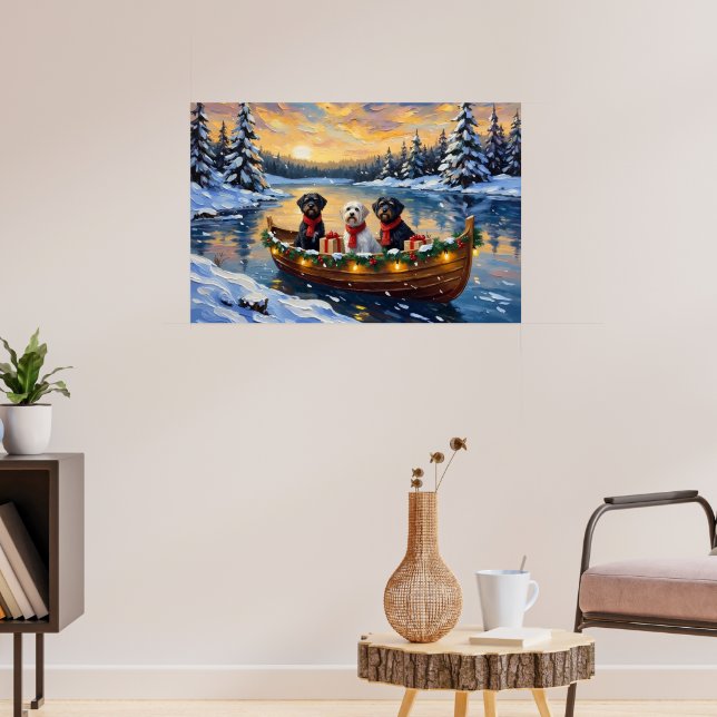 Portuguese Water Dog Christmas Boat Holiday Poster (Living Room 3)