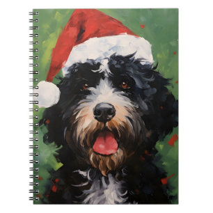 Portuguese water dog Christmas brush painting Notebook