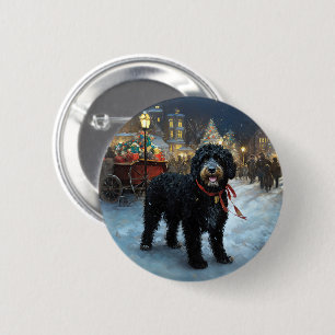 Portuguese Water Dog Christmas Festive Season 6 Cm Round Badge