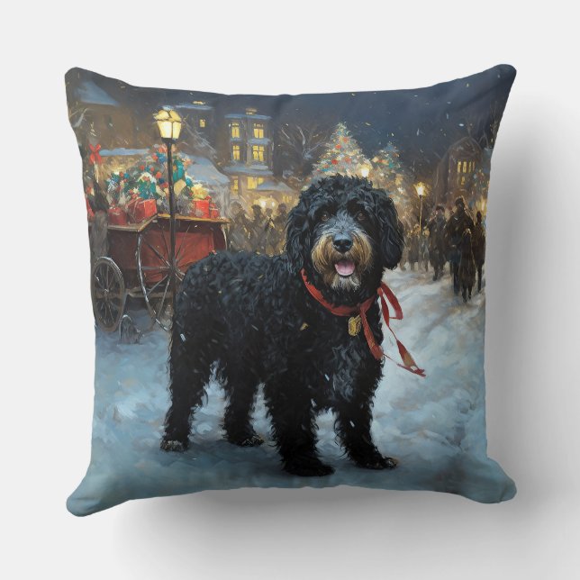 Portuguese Water Dog Christmas Festive Season Cushion (Back)