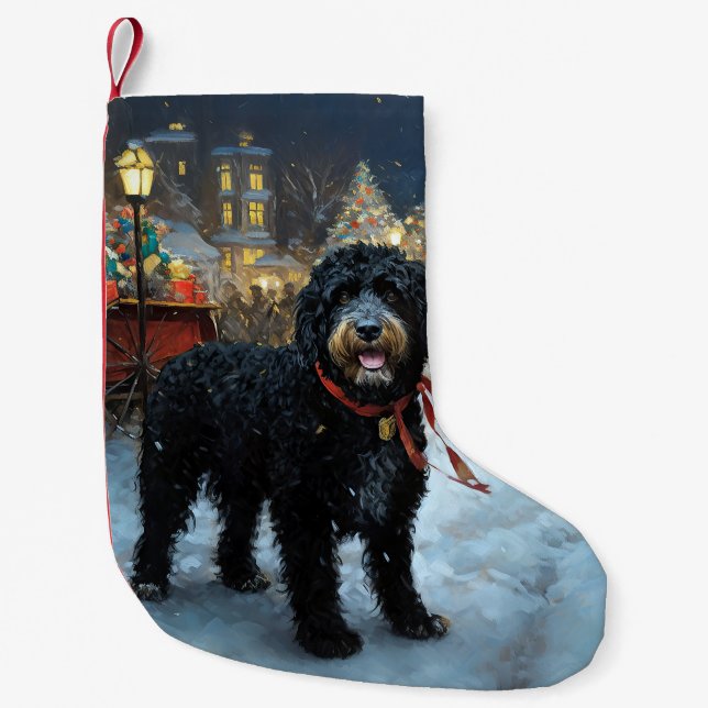 Portuguese Water Dog Christmas Festive Season Small Christmas Stocking (Front)