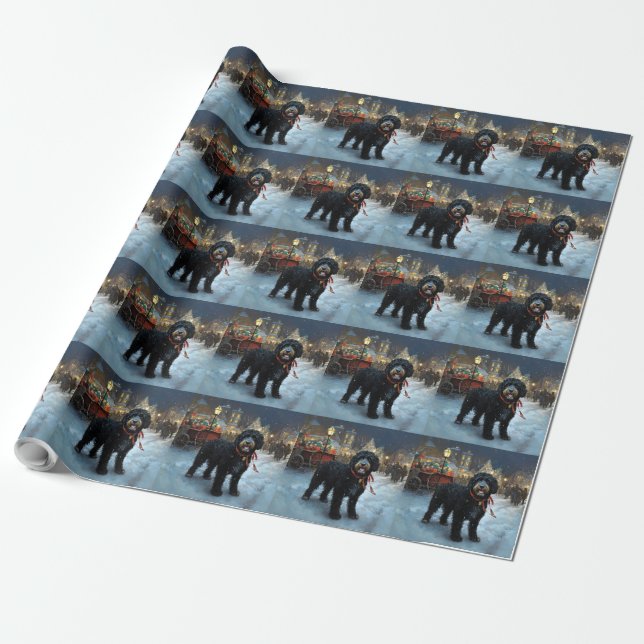 Portuguese Water Dog Christmas Festive Season Wrapping Paper (Unrolled)