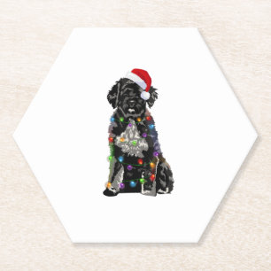Portuguese Water Dog Christmas Lights Xmas Dog Lov Paper Coaster