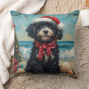 Portuguese Water Dog Christmas Vintage Beach Cushion