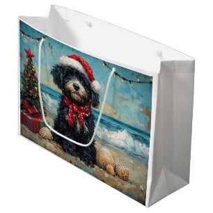 Portuguese Water Dog Christmas Vintage Beach Large Gift Bag