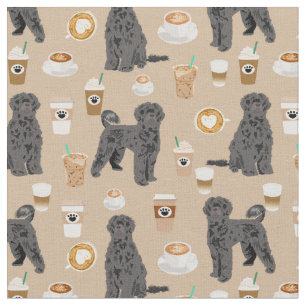Portuguese Water dog coffee lover tan Fabric