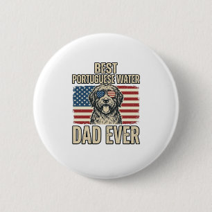 Portuguese Water Dog Dad Patriotic Vintage 6 Cm Round Badge