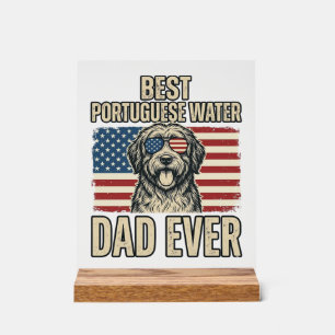 Portuguese Water Dog Dad Patriotic Vintage Acrylic Sign