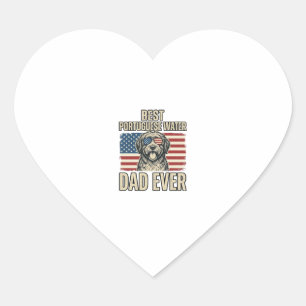 Portuguese Water Dog Dad Patriotic Vintage Heart Sticker