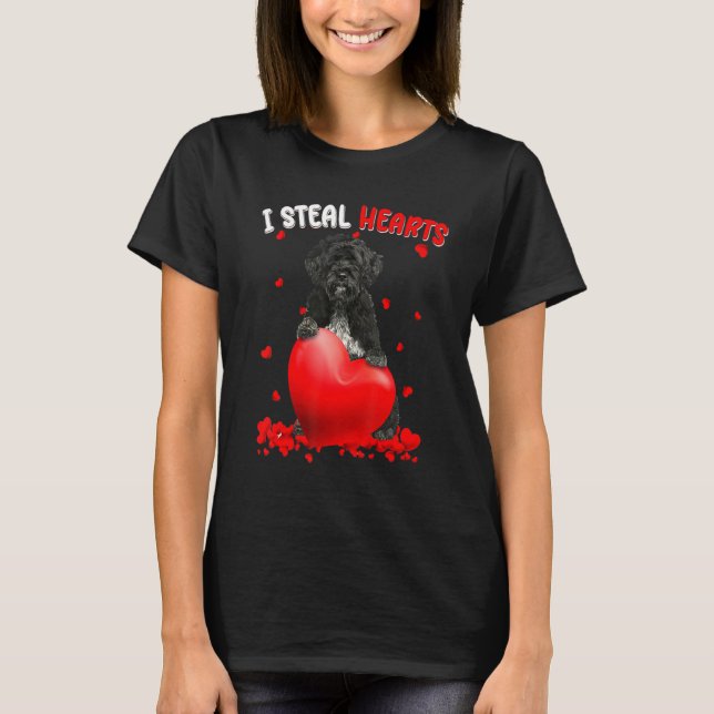 Portuguese Water Dog Dog I Steal Hearts Cute Valen T-Shirt (Front)