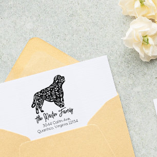 Portuguese Water Dog Family Return Address   Rubber Stamp