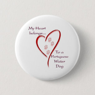 Portuguese Water Dog Heart Belongs 6 Cm Round Badge