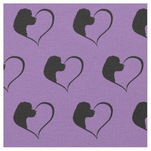 Portuguese Water Dog Hearts Fabric