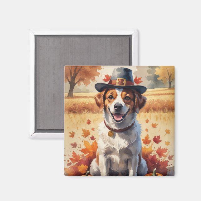 Portuguese Water Dog In Autumn Leaves Thanksgiving Magnet (Front/Back)