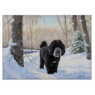 Portuguese Water Dog Let It Snow Christmas Cutting Board
