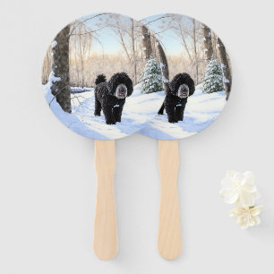 Portuguese Water Dog Let It Snow Christmas Hand Fan