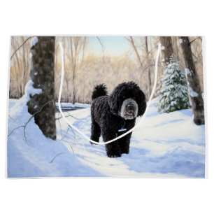 Portuguese Water Dog Let It Snow Christmas Large Gift Bag
