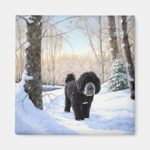 Portuguese Water Dog Let It Snow Christmas Magnet
