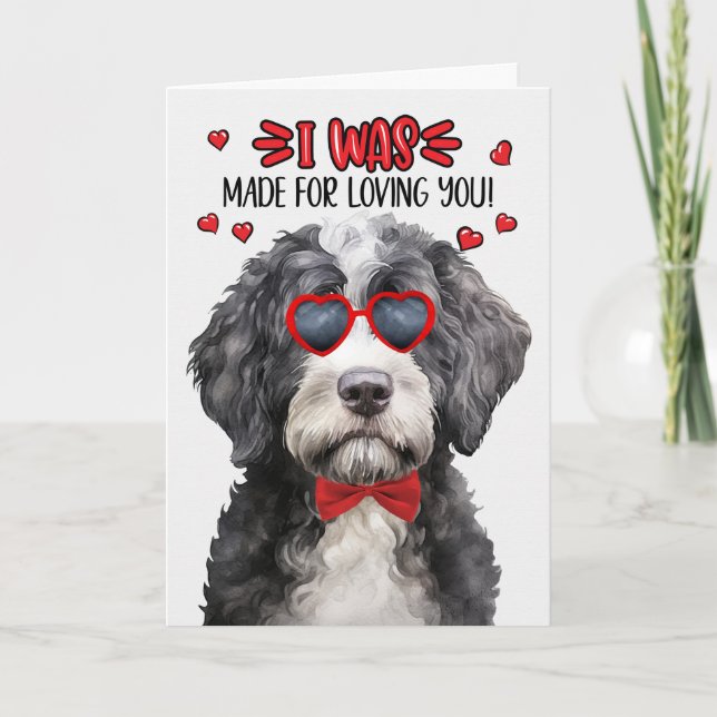 Portuguese Water Dog Made for Loving You Valentine Holiday Card (Front)