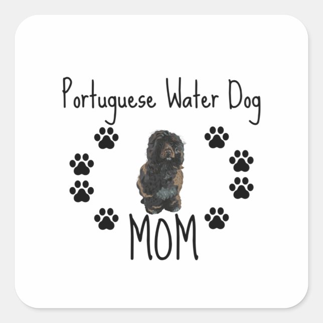 Portuguese Water Dog mum Square Sticker (Front)