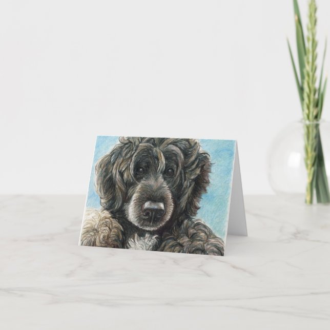 Portuguese Water Dog Original Art Notecard (Front)