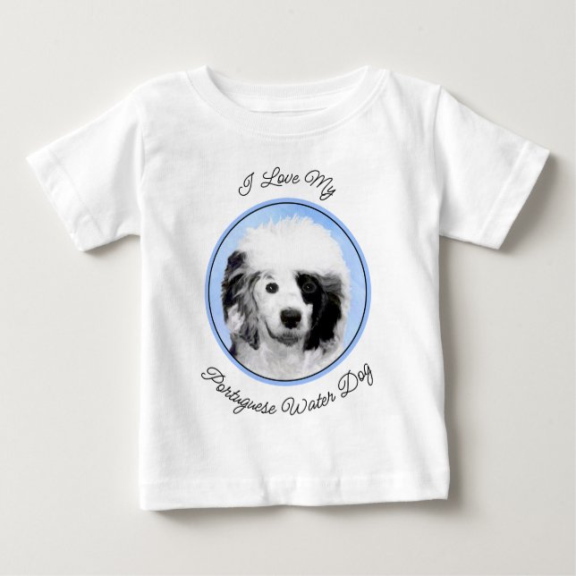 Portuguese Water Dog Painting - Original Dog Art Baby T-Shirt (Front)