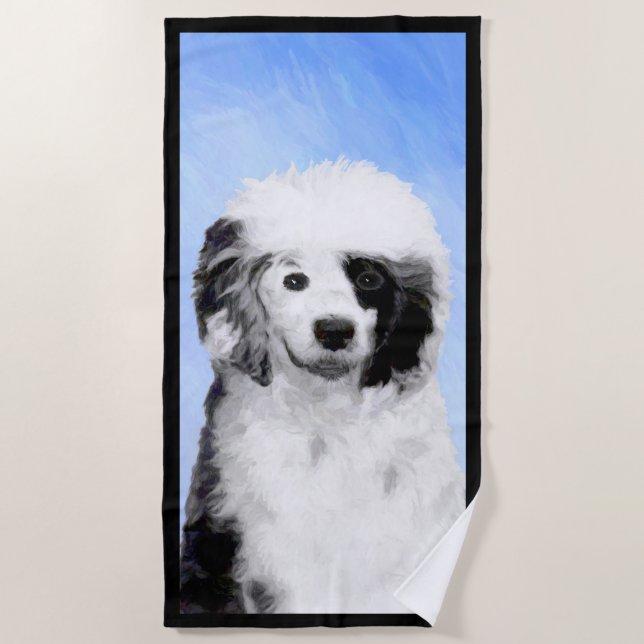 Portuguese Water Dog Painting - Original Dog Art Beach Towel (Front)