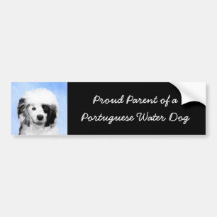 Portuguese Water Dog Painting - Original Dog Art Bumper Sticker