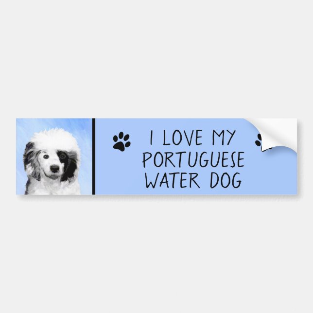 Portuguese Water Dog Painting - Original Dog Art Bumper Sticker (Front)