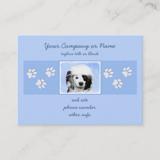 Portuguese Water Dog Painting - Original Dog Art Business Card (Front)