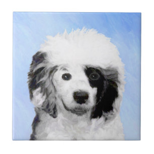 Portuguese Water Dog Painting - Original Dog Art Ceramic Tile