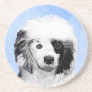 Portuguese Water Dog Painting - Original Dog Art Coaster
