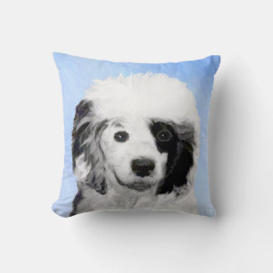 Portuguese Water Dog Painting - Original Dog Art Cushion