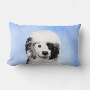 Portuguese Water Dog Painting - Original Dog Art Lumbar Cushion