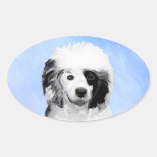 Portuguese Water Dog Painting - Original Dog Art Oval Sticker