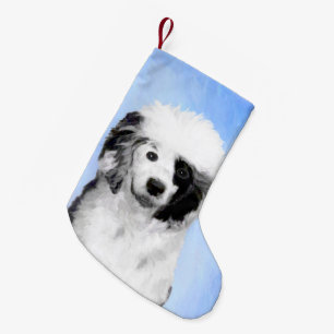 Portuguese Water Dog Painting - Original Dog Art Small Christmas Stocking