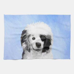 Portuguese Water Dog Painting - Original Dog Art Tea Towel