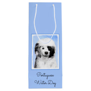 Portuguese Water Dog Painting - Original Dog Art Wine Gift Bag