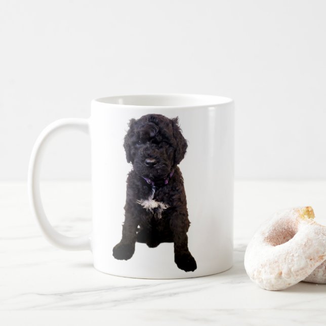 Portuguese Water Dog Puppy Coffee Mug – Cute Dog L (With Donut)