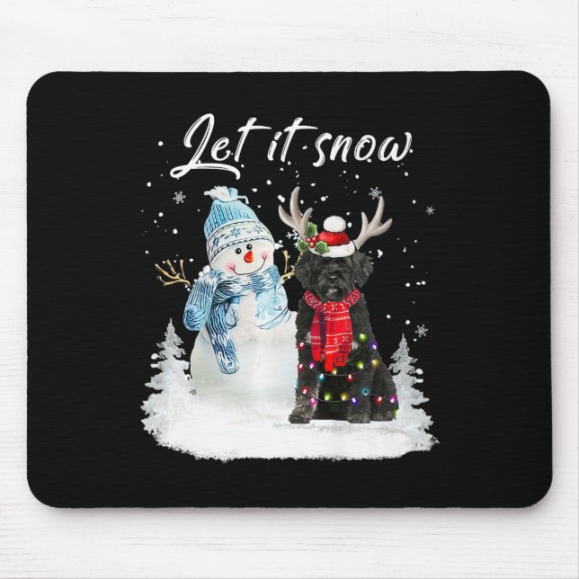 Portuguese Water Dog Santa Dog Christmas Snowman X Mouse Pad (Front)