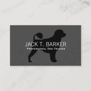 Portuguese Water Dog Silhouette Black on Grey Business Card