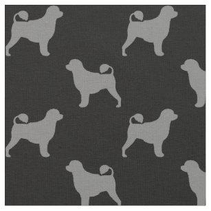 Portuguese Water Dog Silhouettes Black and Grey Fabric