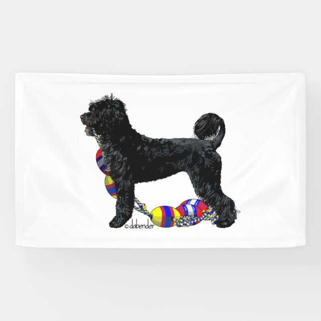 Portuguese Water Dog Standing with Float Line  Banner (Horizontal)