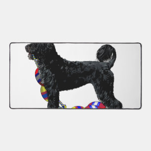 Portuguese Water Dog Standing with Float Line Desk Mat