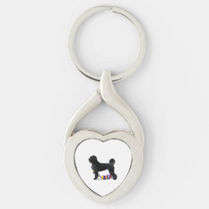 Portuguese Water Dog Standing with Float Line  Key Ring