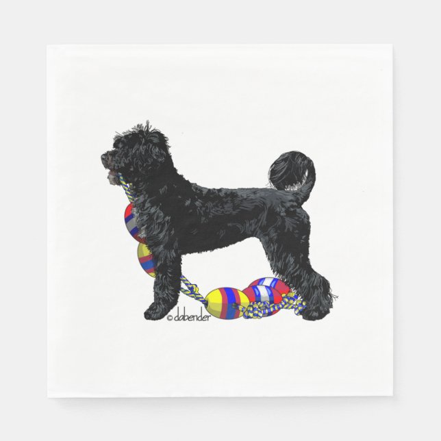 Portuguese Water Dog Standing with Float Line  Napkin (Front)